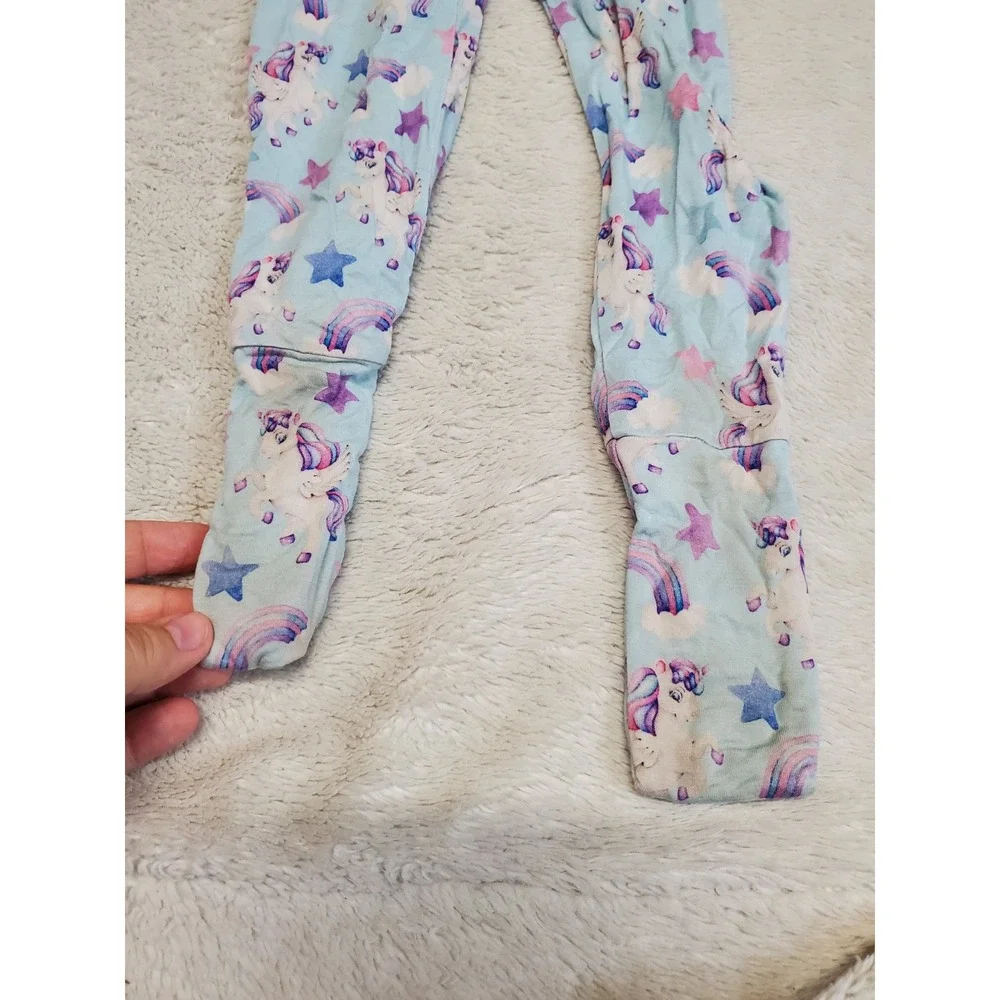 Blue Ruffle Unicorn Pink Ice Cream Bamboo One Piece Pajama Set Girl 18 24 months